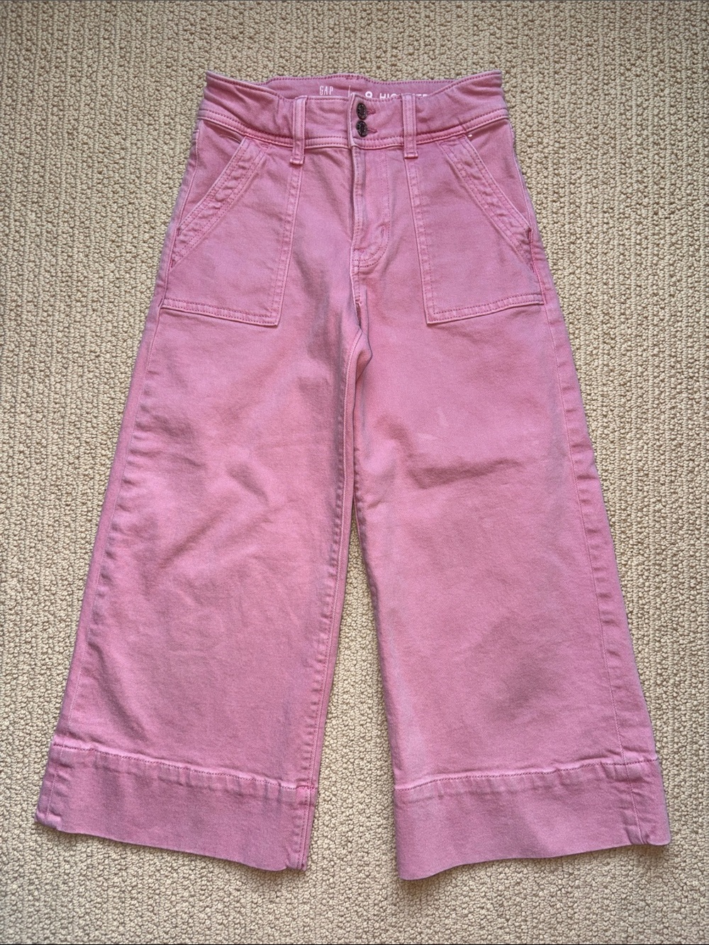 GAP Girls High Stride Ankle Pink Wide-Leg Jeans size 8